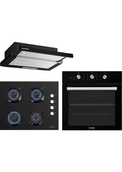 Siyah Aspiratörlü Kristal Ankastre Set (B66 - SF2 (MT) + KO-40TAHDF + DS6-905S)