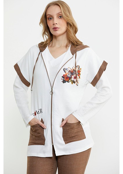 Keten Görünümlü Rahat Kalıp Üçlü Takım - Kahve fırsatları