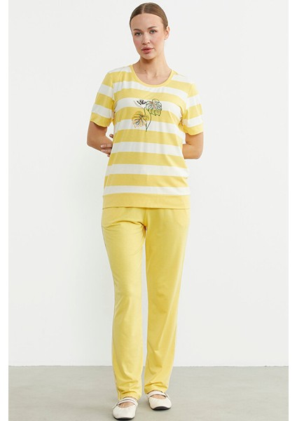 Rahat Kalıp Çizgili Pantolon Takım - Sarı fiyatları