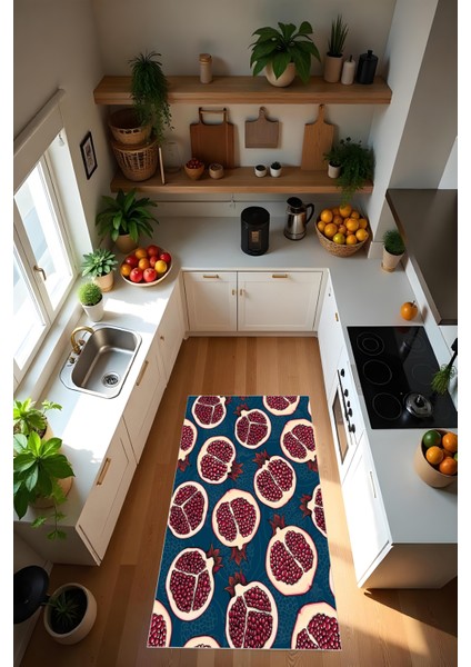 Dijital Baskı Modern Kaymaz Taban Leke Tutmaz Makinada Yıkanabilir Mutfak Halısı ve Balkon Halısı