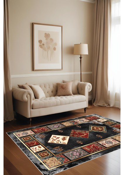 Dijital Baskı Klasik Desenli Kilim Görünümlü Dekoratif Makinada Yıkanabilir Salon ve Yolluk Halısı fiyatları