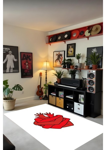 Dijital Baskı Modern Sanatsal Figürlü Kaymaz Taban Leke Tutmaz Makinada Yıkanabilir Salon Halısı