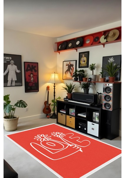 Dijital Baskı Love Temalı Kırmızı Kaymaz Taban Leke Tutmaz Makinada Yıkanabilir Salon Halısı fiyatları