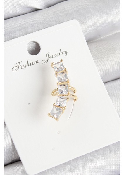 Pirinç Zirkon Taşlı Model Gold Renk Sağ Kıkırdak Küpe - PRT3500EB08077
