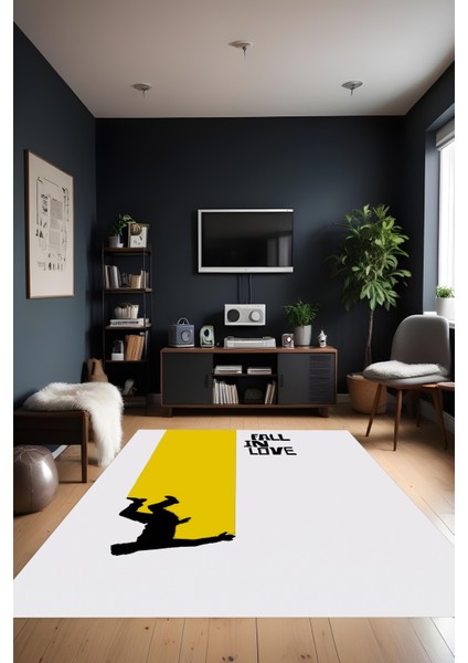 Dijital Baskı Modern Sanatsal Figürlü Kaymaz Taban Makinada Yıkanabilir Salon Halısı Genç Oda Halısı