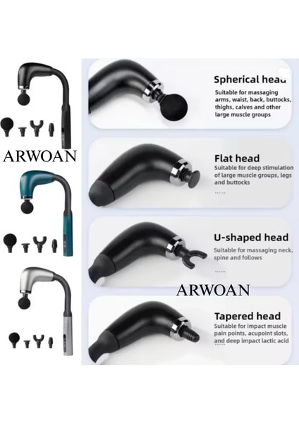 Masaj Tabancası Derin Doku Kas Gevşetici, Sessiz Motor, 4 Başlık Aparatı ile Profesyonel Masaj Cihazı