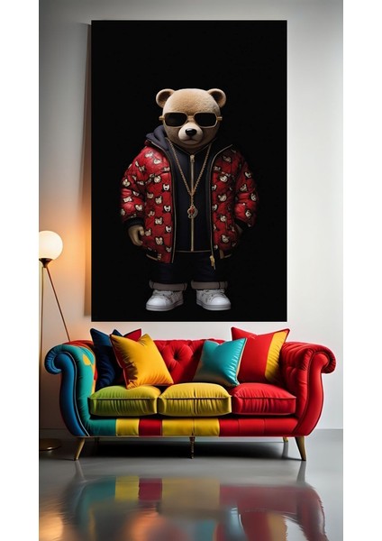 B-Boy Ayıcık V1 Ev Duvar Salon Güzellik Salonu Ofis Dükkan Dekarasyon Kanvas Tablo