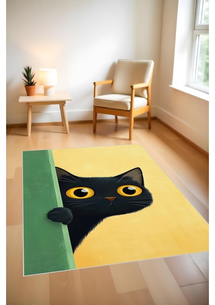 Makinede Yıkanabilir Kedi Desenli Kaymaz Taban Leke Tutmaz Çocuk Halısı Salon Halısı ve Yolluk fiyatları