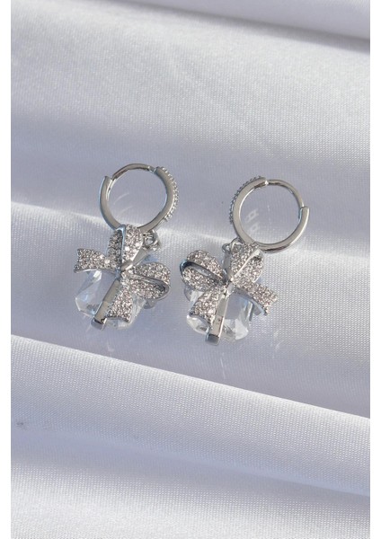 Pirinç Gümüş Renk Iri Zirkon Taşlı Fiyonk Model Halka Küpe - PRT3500EB02035 fiyatları