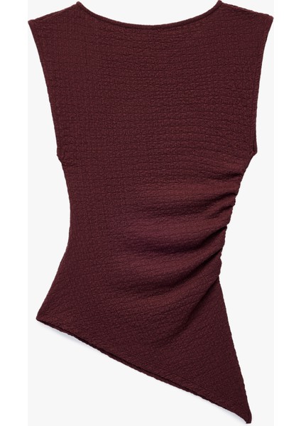 Slim Fit Asimetrik Bisiklet Yaka Bürümcük Kolsuz Tişört fırsatları