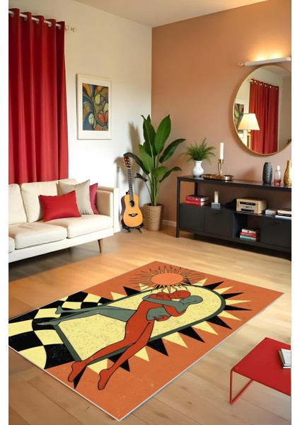 Makinede Yıkanabilir Bohem Desen Kaymaz Taban Leke Tutmaz Salon Halısı Çocuk Halısı ve Kesme Yolluk