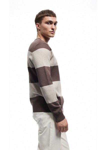 Uzun Kollu Bisiklet Yaka Çizgili Triko Kazak fiyatları