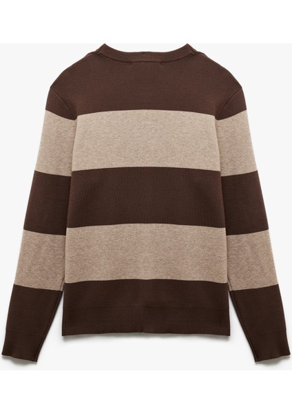 Uzun Kollu Bisiklet Yaka Çizgili Triko Kazak fırsatları