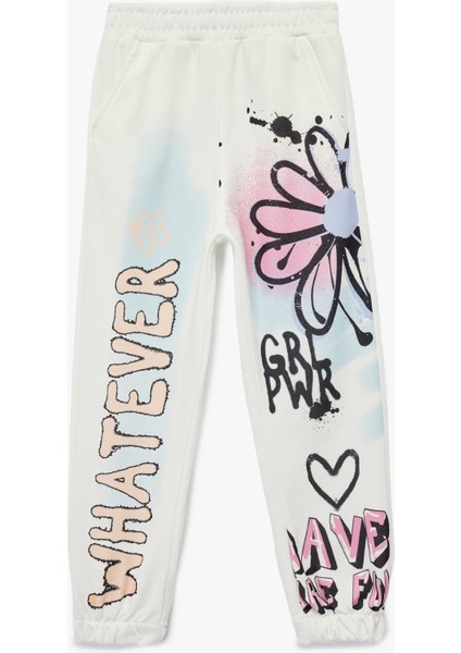 Şardonlu Beli Lastikli Baskılı Jogger Eşofman Altı