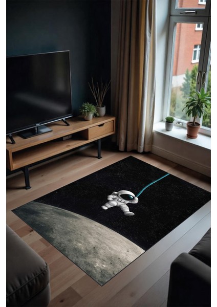 Makinede Yıkanabilir Uzay Temalı Kaymaz Taban Leke Tutmaz Gamer Çocuk Halısı Salon Halısı ve Yolluk