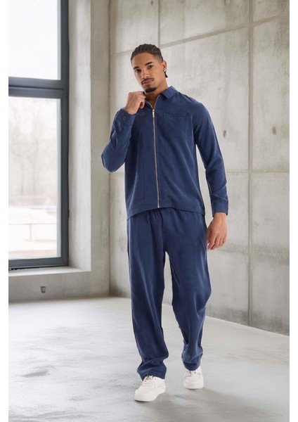 Baggy Kalıp Cupra Kumaş Jogger Erkek Eşofman Altı Pantolon - Lacivert fırsatları
