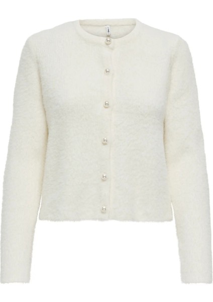 Kadın Onlpetra Inci Düğmeli Bisiklet Yaka Örgü Hırka 15350655 Ekru modelleri