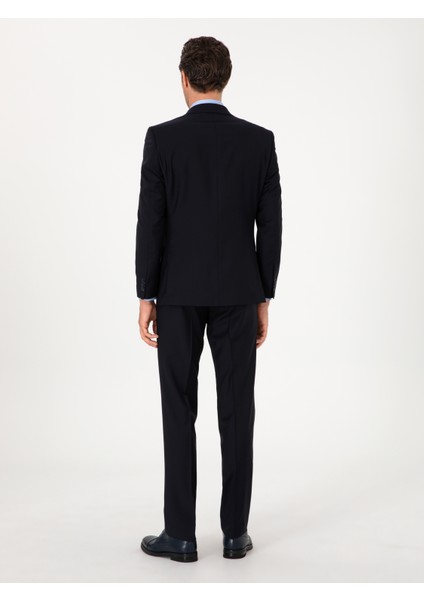 Erkek Lacivert Slim Fit %100 Yün Mono Yaka Takım Elbise 50310092-VR033 indirimleri