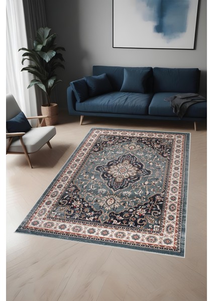 Dijital Baskı Klasik Desenli Çerçeveli Dekoratif Makinada Yıkanabilir Salon ve Yolluk Halısı