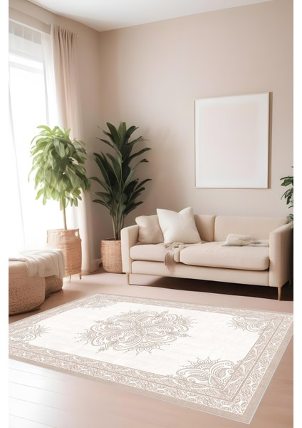 Dijital Baskı Modern Klasik Desenli Çerçeveli Dekoratif Makinada Yıkanabilir Salon ve Yolluk Halısı