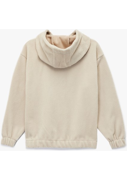 Uzun Kollu Fermuarlı Kapşonlu Polar Sweatshirt fiyatları