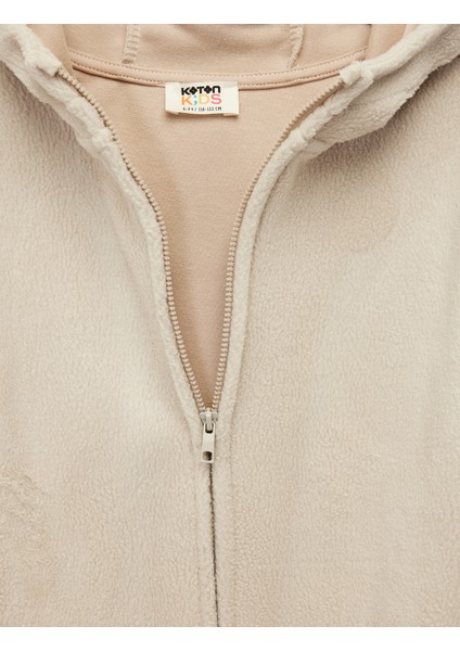 Uzun Kollu Fermuarlı Kapşonlu Polar Sweatshirt fırsatları