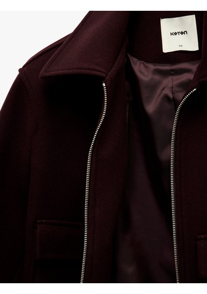 Uzun Kollu Cepli Fermuarlı Kısa Kaşe Mont fırsatları