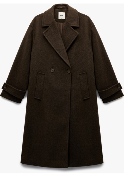 Astarlı Düğmeli Kruvaze Uzun Kollu Oversize Kaşe Kaban modelleri