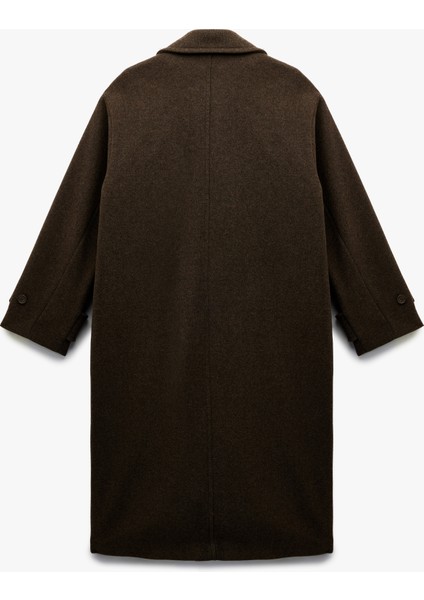 Astarlı Düğmeli Kruvaze Uzun Kollu Oversize Kaşe Kaban fırsatları