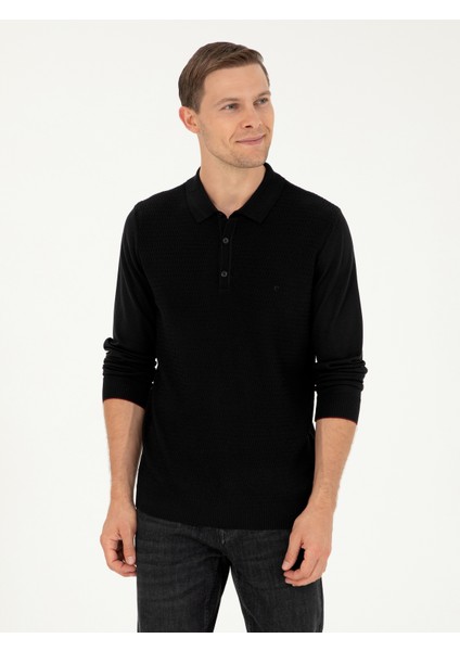 Erkek Siyah Regular Fit Kazak 50279605-VR046