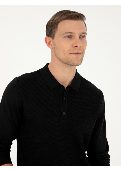 Erkek Siyah Regular Fit Kazak 50279605-VR046 fiyatları