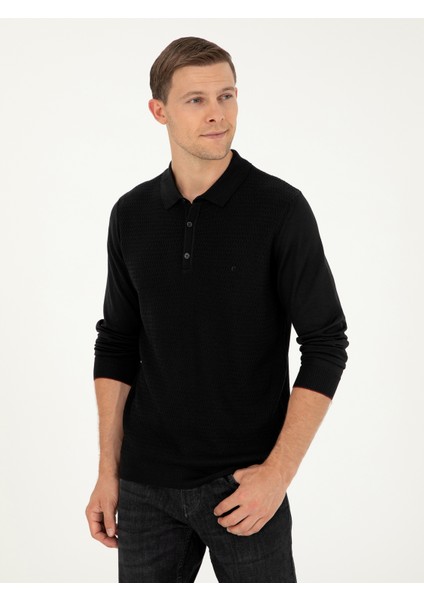 Erkek Siyah Regular Fit Kazak 50279605-VR046 modelleri