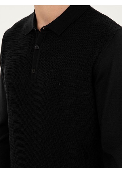 Erkek Siyah Regular Fit Kazak 50279605-VR046