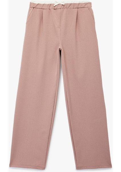 Beli Lastikli Yüksek Bel Basic Geniş Paça Pantolon