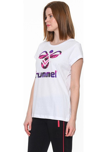 Triana Kadın Beyaz Baskılı Bisiklet Yaka Tişört