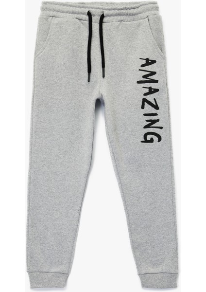 Şardonlu Baskılı Beli Lastikli Baskılı Eşofman Altı