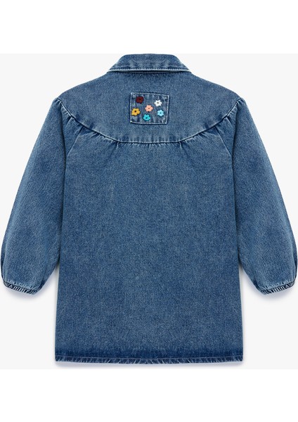 Pamuklu Uzun Kollu Gömlek Yaka Denim Elbise fiyatları