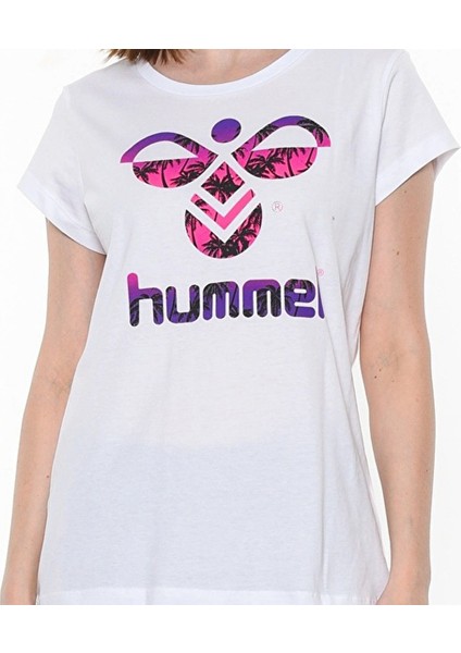 Triana Kadın Beyaz Baskılı Bisiklet Yaka Tişört