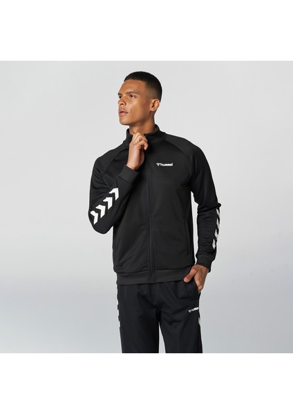 Erkek Siyah Sweatshirt Logo ve Şevron Baskılı Regular Fit İlkbahar Sonbahar Koleksiyonu