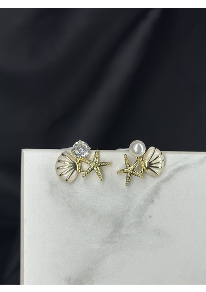 Gold Altın Deniz Konseptil Çivi Çelik Küpe fiyatları