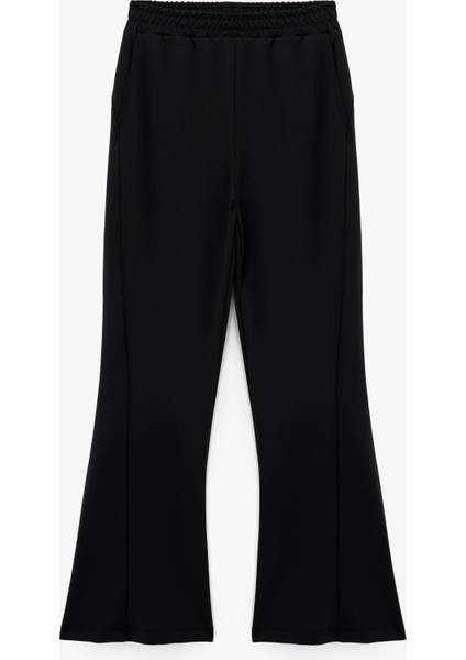 Yüksek Bel Oversize Şardonlu Geniş Paça Modal Karışımlı Spor Eşofman Altı