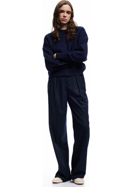 Uzun Kollu Bisiklet Yaka Triko Basic Kazak