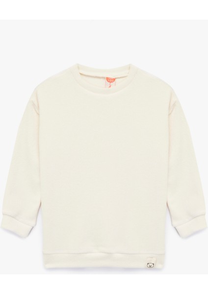 Bisiklet Yaka Uzun Kollu Basic Kadife Sweatshirt