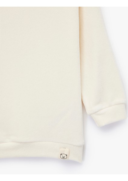 Bisiklet Yaka Uzun Kollu Basic Kadife Sweatshirt modelleri