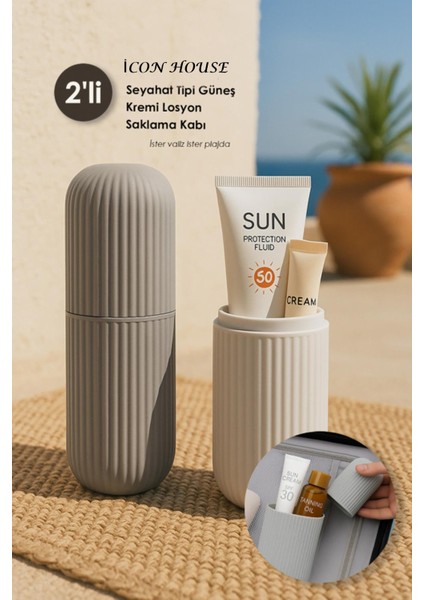 Pandora 2'li Seyahat Tipi Aksesuar Güneş Kremi Losyon Saklama Kabı Gözlük Diş Macunu Saklama Kutusu