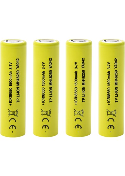 4 Adet 18650 Fıstık Yeşil Şarjlı Batarya Pil 3.6V 1500MAH Li-Ion Uzun Ömürlü Şarj Edilir