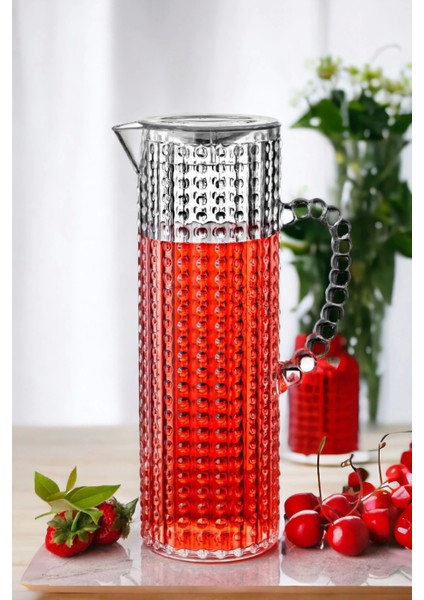 Akrilik Boncuk Sürahi 1.5 Lt, Dekoratif, Retro, Kristal Görünümlü, Kulplu, Beyaz fiyatları