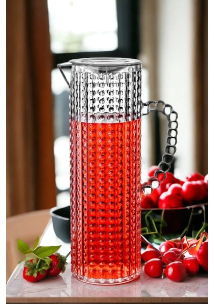 Akrilik Boncuk Sürahi 1.5 Lt, Dekoratif, Retro, Kristal Görünümlü, Kulplu, Beyaz modelleri