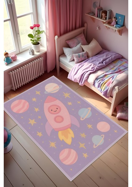 Dijital Baskı Çocuk Odası Halısı Makinede Yıkanabilir Anti Bakteriyel Leke Tutmaz Kaymaz Taban.