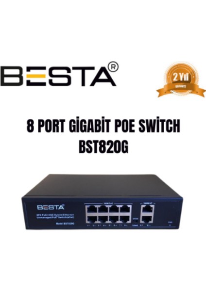 8 Port Gigabit Poe Switch 10/100/1000 Mbps BST820G fiyatları